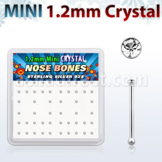 box silver nose bones w 1.2mm clear crystals