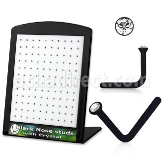 brac1 black acrylic nose stud with round 1 5mm crystal top