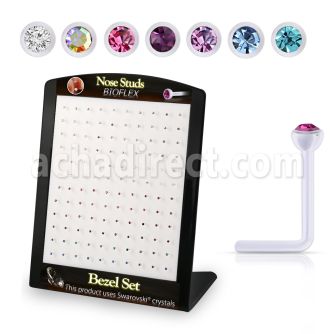brac22 display w 120 bio flex nose studs w 2mm crystals