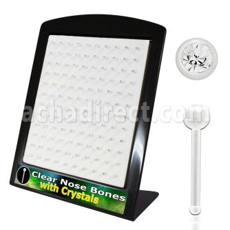 brac7 clear acrylic nose stud with clear crystal top