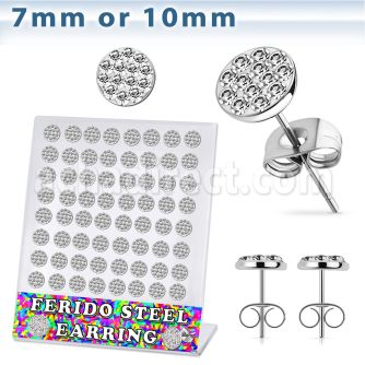 brerfr2 316l steel earring with clear ferido glued crystal