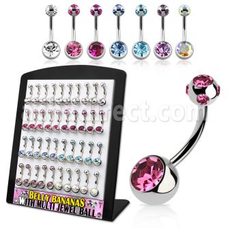 brmix25 316l steel belly banana with bezel multi jewel ball