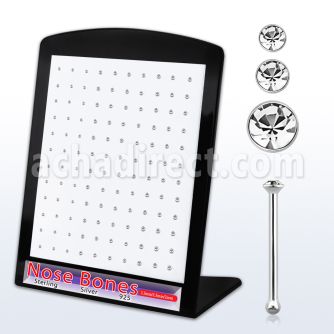 brnbmc7 display w 120 silver nose bone w mixed clear crystal top