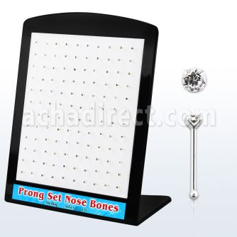brnbpc silver nose bone with round prong set clear crystal top