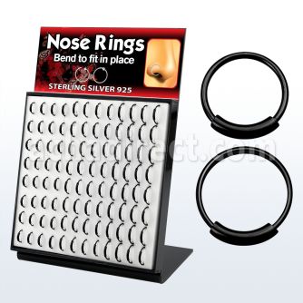 brnhm16 display w real gold black plated 925 silver nose hoops