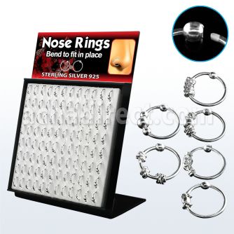brnhmx5 special wire designed silver nose hoops with ball