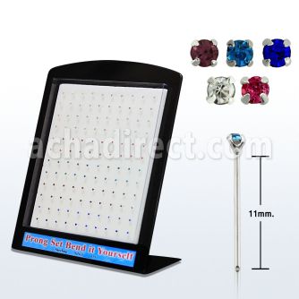 brnypm silver bend it yourself nose stud w prong color crystal