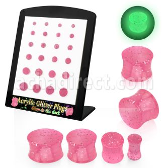 brpg163 board of 3 10mm acrylic glitter luminous plug