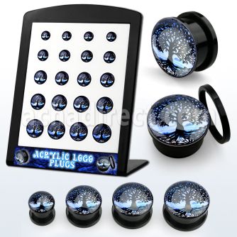 brpg185 display w acrylic plug w a tree of life in the dawn logo