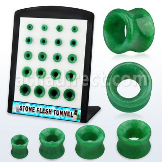 brpg191 display w of double flared green jade stone flesh tunnel