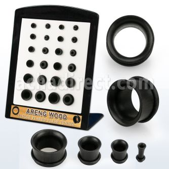 brpg212 display 24 pcs of areng wood single flare flesh tunnel