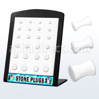brpg47 display board of double flared ivory stone plugs