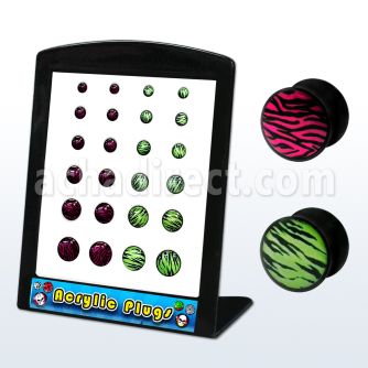 brpg52 board of acrylic double flared plug with zebra stripes