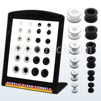 brpg57 board of black white acrylic screwfit flesh tunnels