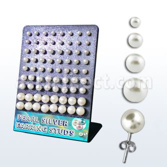 brprm sterling silver earring stud with faux pearl top