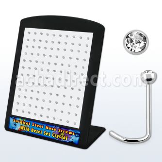 brs114 316l steel nose screw w bezel crystalized half ball top