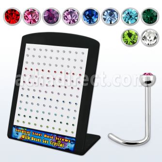 brs115 316l steel nose screw w bezel crystalic half ball top