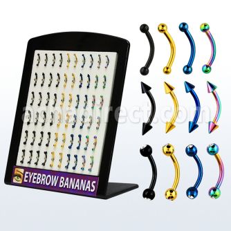 brte anodized 316l steel eyebrow banana w cone bezel ball