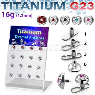 brtsa10 board w titanium g23 dermal anchors w multi crystal dot