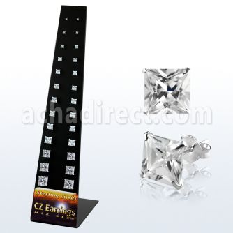 brzmsq large triangle display of clear prong cz ear stud