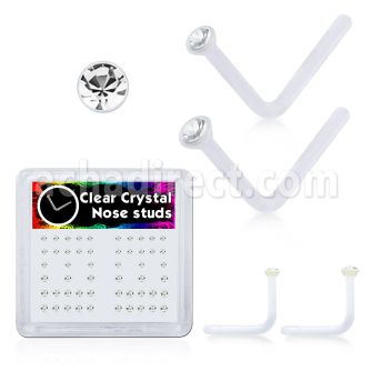 bxa29 clear acrylic nose stud w round clear crystal top