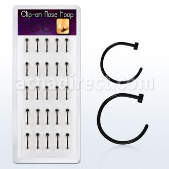 bxcln6 box of black anodized 316l steel fake nose clips