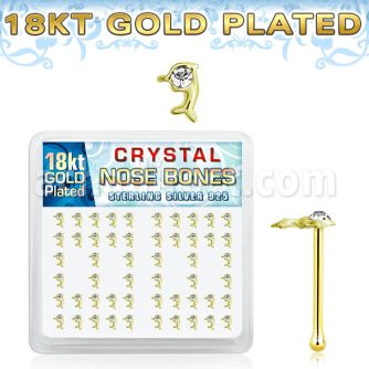 bxdpcg 18k gold plated silver nose bones clear dolphin
