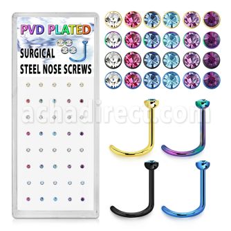 bxns10 anodized 316l steel nose screw with colored crystal top