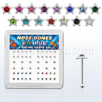 bxsr2m silver nose bone with small crystalic star shaped top