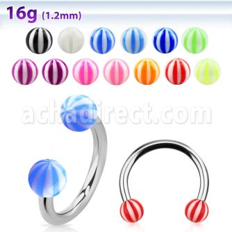 cbebe 316l steel circular barbell with 3mm acrylic beach ball