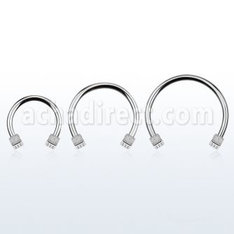 cbedi4l xxl 316l steel circular barbell, 16g w two 4mm dices