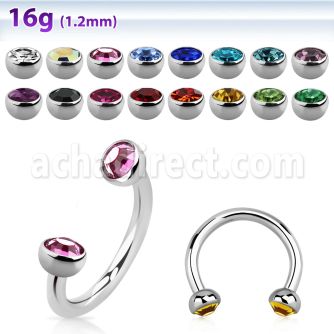 cbehjb3 316l steel circular barbell with two 3mm bezel set balls