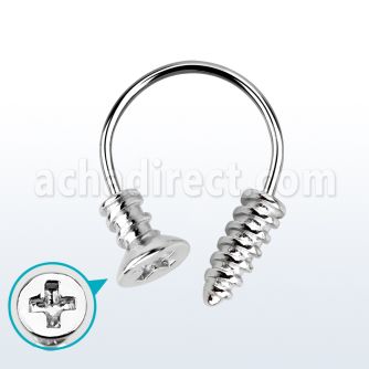 cbescw 316l steel circular barbell with one cross screw top