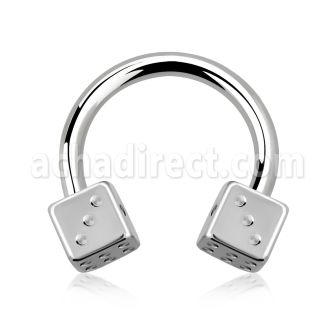 cbesdi4 316l steel circular barbell with two 4mm dices