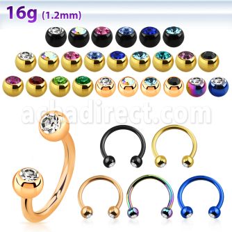 cbet2c anodized 316l steel eyebrow banana with bezel ball