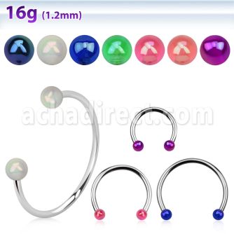 cbevbabl xxl steel circular barbell, 16g w 3mm ab coated balls