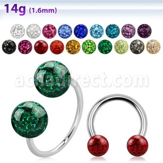 cbmf8l xxl steel circular barbell, 14g w 8mm multi crystal ball