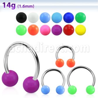 cbsab6l xxl steel circular barbell, 14g w 6mm solid color balls