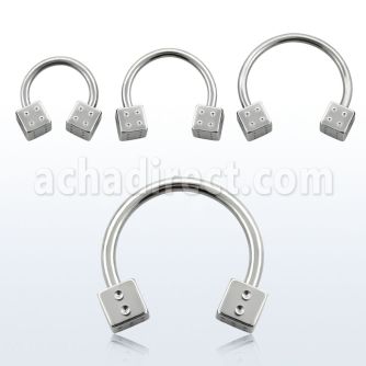 cbsdi 316l steel circular barbell with two 4mm dices