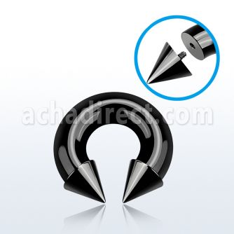 cbtcn00 black pvd plated 316l circular barbell with 12mm cone