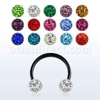 cbtfr5 anodized 316l circular barbell with multi crystal ball