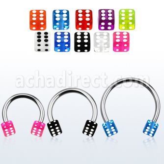cbuvdi6l xxl steel circular barbell, 14g w 6mm uv dices