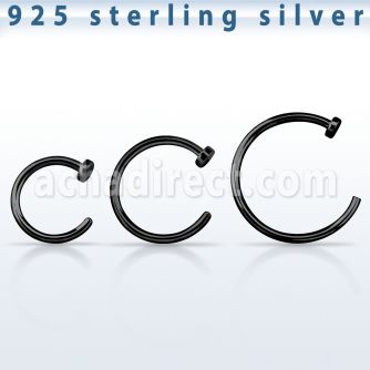 cpcln20 black plated sterling silver fake nose clip, 20g (0.8mm)