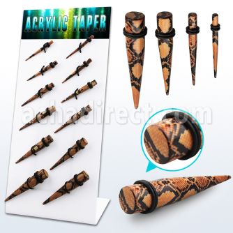 dapg88 board of snake skin printed acrylic tapers with o ring