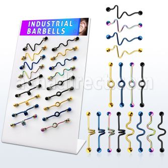 dind8 anodized 316l industrial barbell with a 5mm ball