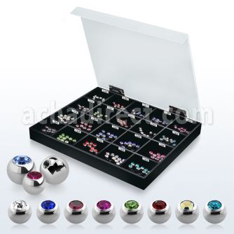 dmbj6 display of 5 6mm bezel set jewel ball with threading