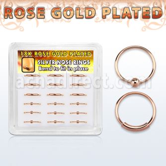 dnsm33 box of rose gold silver nose hoops w ball without ball