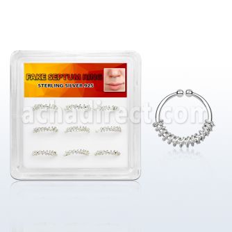 dnsm78 box w silver septum ring w a rope design