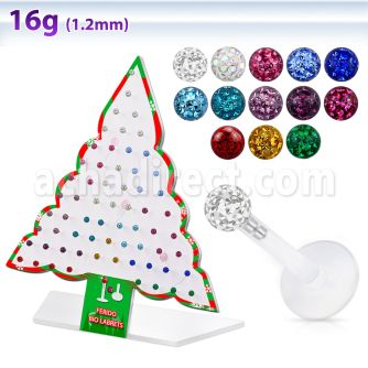 dxmas7 xmas tree display of bioflex labret with push in balls