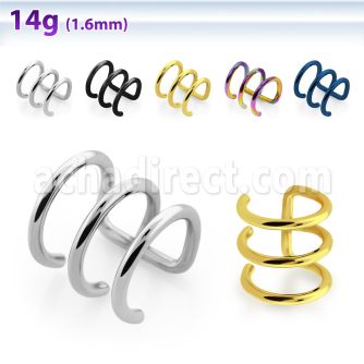 ecf3 surgical steel clip fake helix triple hoop
